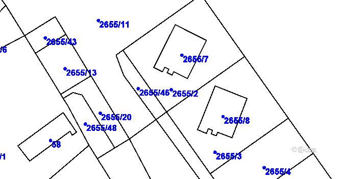 Parcela st. 2655/2 v KÚ Dolní Chodov, Katastrální mapa