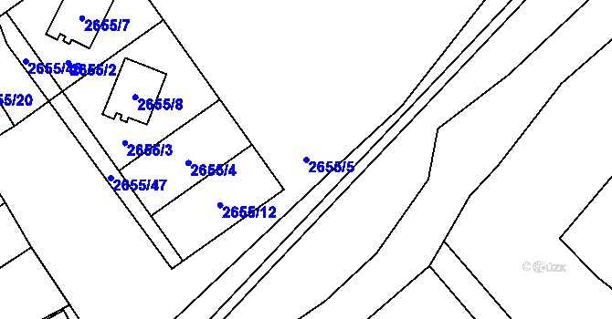 Parcela st. 2655/5 v KÚ Dolní Chodov, Katastrální mapa