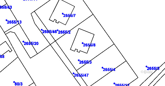 Parcela st. 2655/8 v KÚ Dolní Chodov, Katastrální mapa