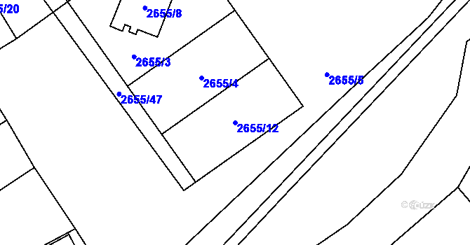 Parcela st. 2655/12 v KÚ Dolní Chodov, Katastrální mapa