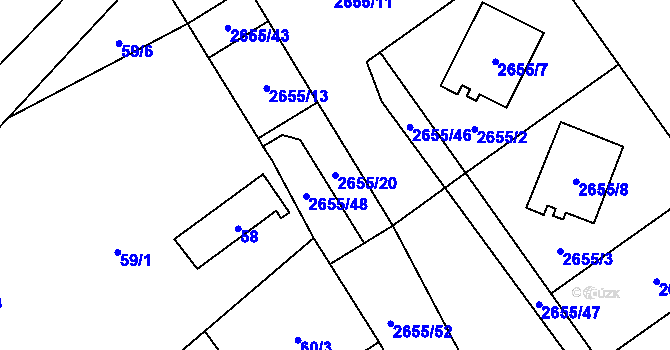 Parcela st. 2655/20 v KÚ Dolní Chodov, Katastrální mapa