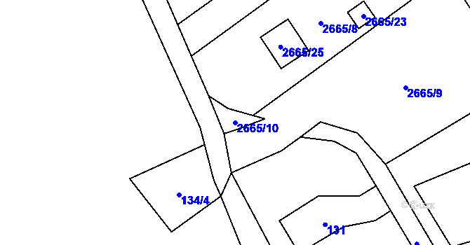 Parcela st. 2665/10 v KÚ Dolní Chodov, Katastrální mapa