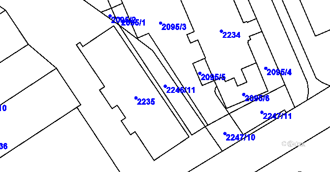 Parcela st. 2246/11 v KÚ Dolní Chodov, Katastrální mapa