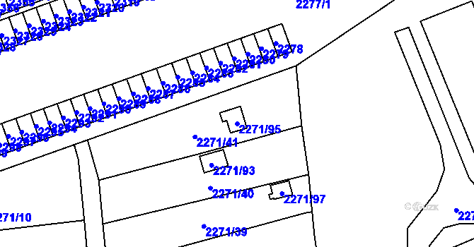 Parcela st. 2271/95 v KÚ Dolní Chodov, Katastrální mapa