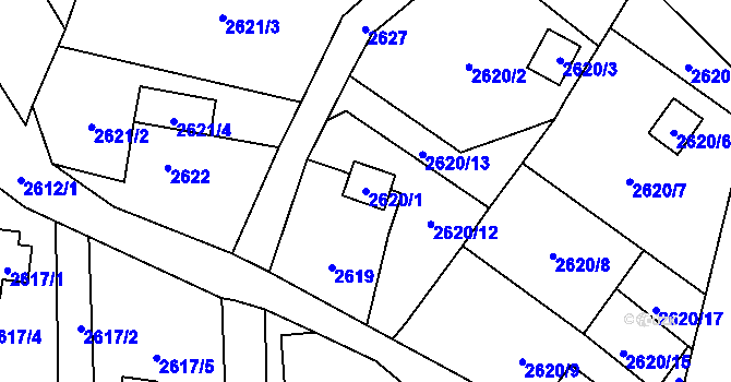 Parcela st. 2620/1 v KÚ Dolní Chodov, Katastrální mapa