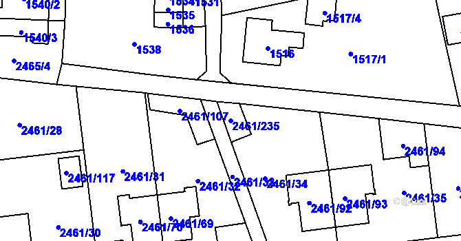 Parcela st. 2461/235 v KÚ Dolní Chodov, Katastrální mapa