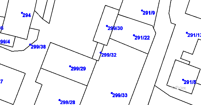 Parcela st. 299/32 v KÚ Dolní Chodov, Katastrální mapa