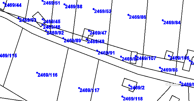Parcela st. 2469/91 v KÚ Dolní Chodov, Katastrální mapa