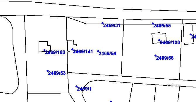 Parcela st. 2469/54 v KÚ Dolní Chodov, Katastrální mapa