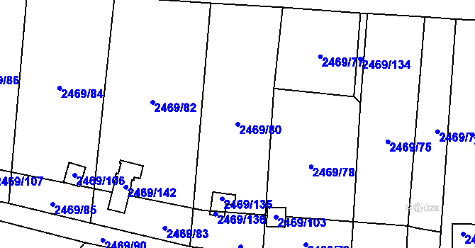 Parcela st. 2469/80 v KÚ Dolní Chodov, Katastrální mapa