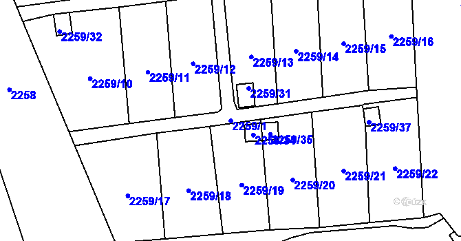 Parcela st. 2259/1 v KÚ Dolní Chodov, Katastrální mapa