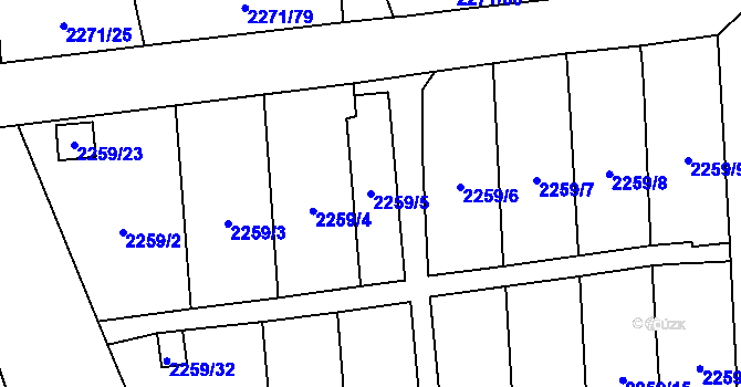 Parcela st. 2259/5 v KÚ Dolní Chodov, Katastrální mapa