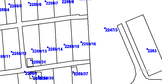 Parcela st. 2259/16 v KÚ Dolní Chodov, Katastrální mapa