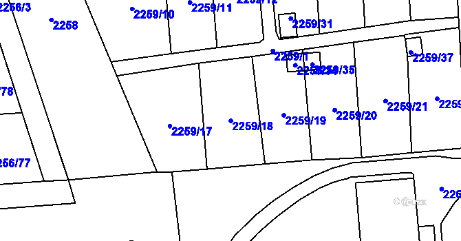 Parcela st. 2259/18 v KÚ Dolní Chodov, Katastrální mapa