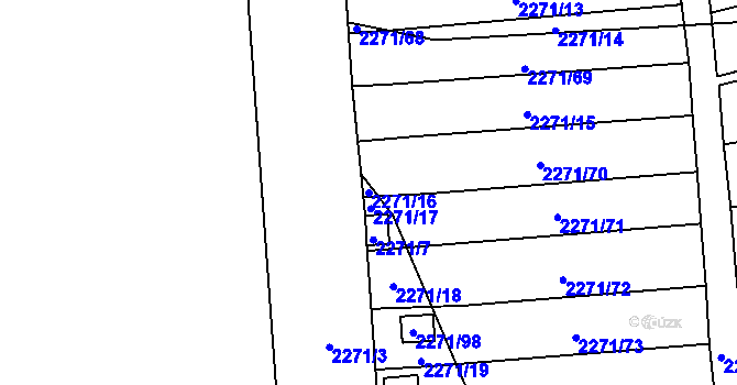 Parcela st. 2271/16 v KÚ Dolní Chodov, Katastrální mapa