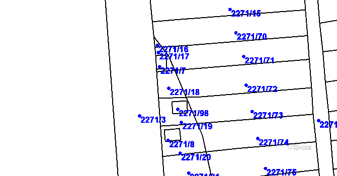 Parcela st. 2271/18 v KÚ Dolní Chodov, Katastrální mapa
