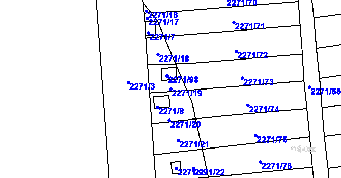 Parcela st. 2271/19 v KÚ Dolní Chodov, Katastrální mapa