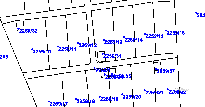 Parcela st. 2259/31 v KÚ Dolní Chodov, Katastrální mapa