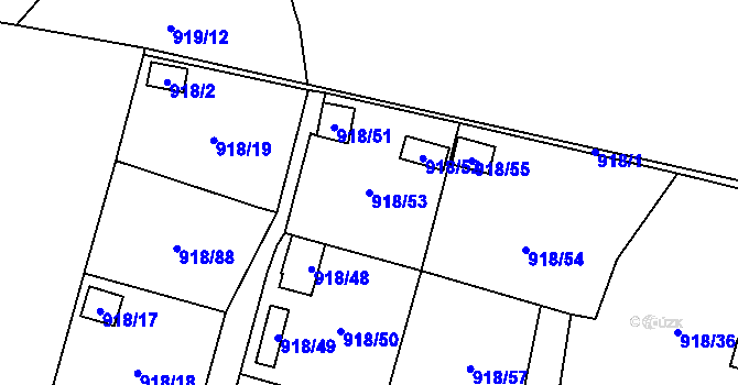 Parcela st. 918/53 v KÚ Dolní Chodov, Katastrální mapa