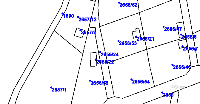 Parcela st. 2656/24 v KÚ Dolní Chodov, Katastrální mapa