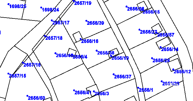 Parcela st. 2656/38 v KÚ Dolní Chodov, Katastrální mapa