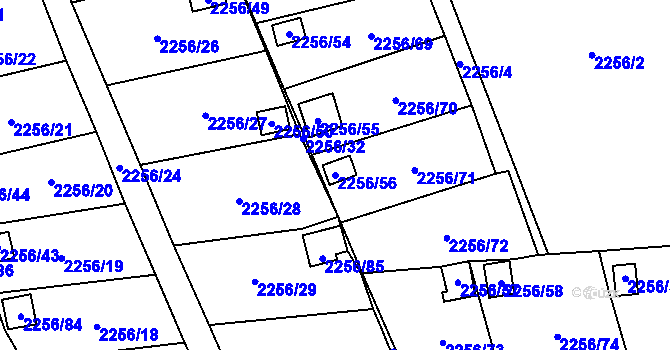 Parcela st. 2256/56 v KÚ Dolní Chodov, Katastrální mapa