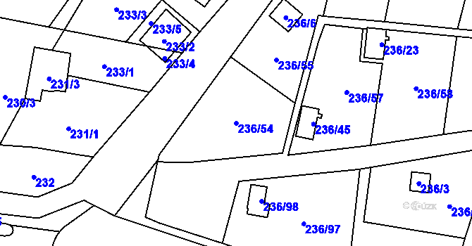 Parcela st. 236/54 v KÚ Dolní Chodov, Katastrální mapa