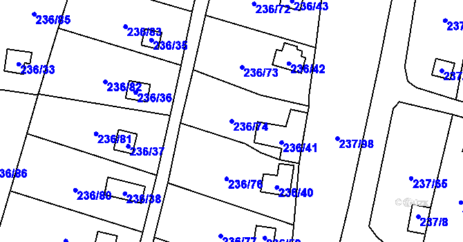 Parcela st. 236/74 v KÚ Dolní Chodov, Katastrální mapa