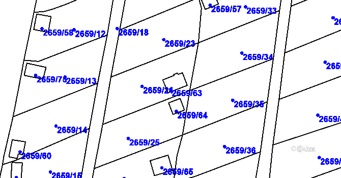 Parcela st. 2659/63 v KÚ Dolní Chodov, Katastrální mapa