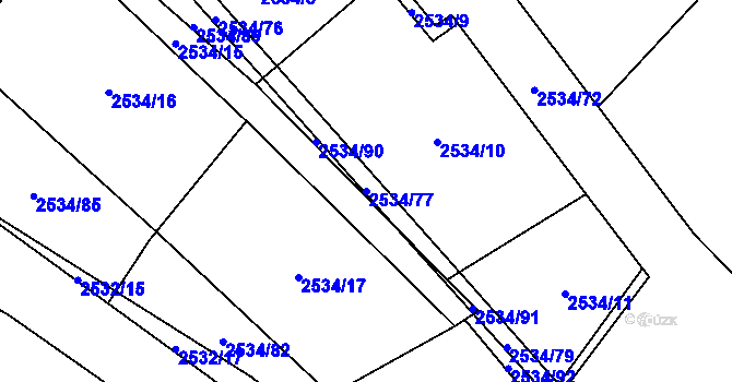 Parcela st. 2534/77 v KÚ Dolní Chodov, Katastrální mapa