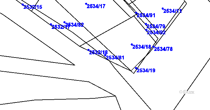 Parcela st. 2534/81 v KÚ Dolní Chodov, Katastrální mapa