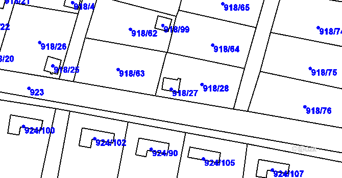 Parcela st. 918/27 v KÚ Dolní Chodov, Katastrální mapa