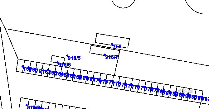 Parcela st. 916/7 v KÚ Dolní Chodov, Katastrální mapa