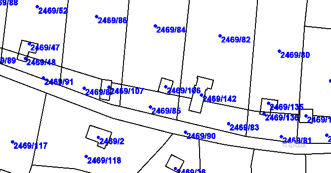 Parcela st. 2469/106 v KÚ Dolní Chodov, Katastrální mapa
