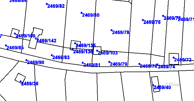 Parcela st. 2469/103 v KÚ Dolní Chodov, Katastrální mapa
