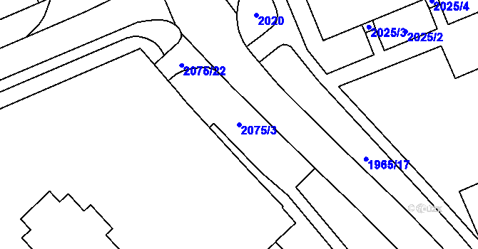 Parcela st. 2075/3 v KÚ Dolní Chodov, Katastrální mapa