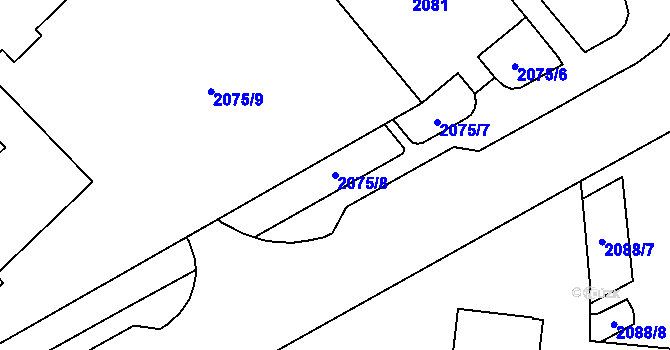 Parcela st. 2075/8 v KÚ Dolní Chodov, Katastrální mapa