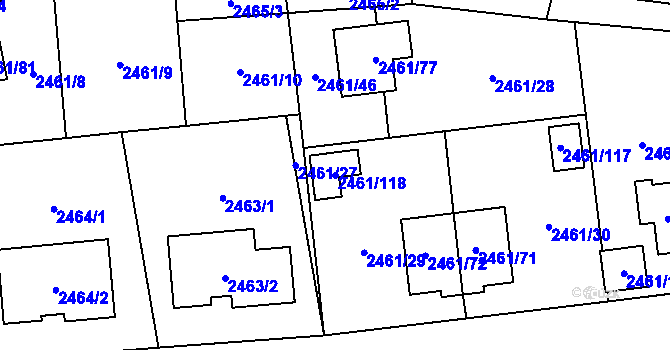 Parcela st. 2461/118 v KÚ Dolní Chodov, Katastrální mapa