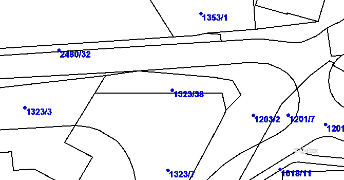 Parcela st. 1323/38 v KÚ Dolní Chodov, Katastrální mapa