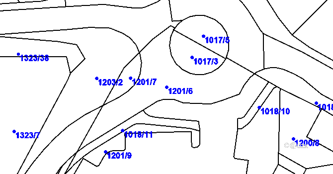 Parcela st. 1201/6 v KÚ Dolní Chodov, Katastrální mapa