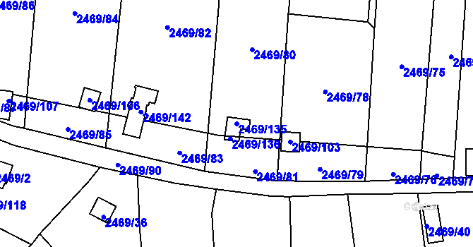 Parcela st. 2469/135 v KÚ Dolní Chodov, Katastrální mapa