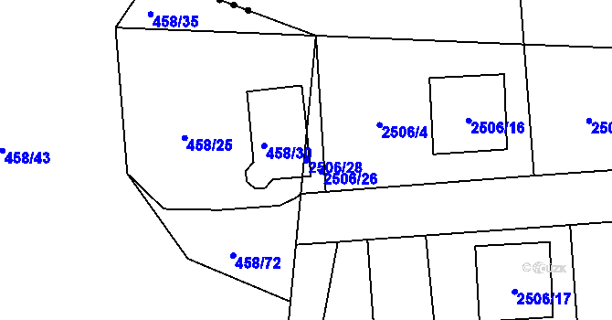 Parcela st. 2506/28 v KÚ Dolní Chodov, Katastrální mapa