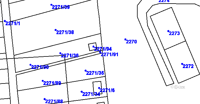 Parcela st. 2271/91 v KÚ Dolní Chodov, Katastrální mapa
