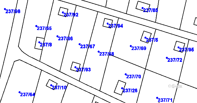 Parcela st. 237/68 v KÚ Dolní Chodov, Katastrální mapa