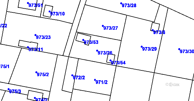 Parcela st. 973/26 v KÚ Dolní Chodov, Katastrální mapa