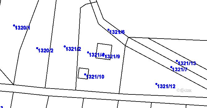 Parcela st. 1321/9 v KÚ Dolní Chodov, Katastrální mapa