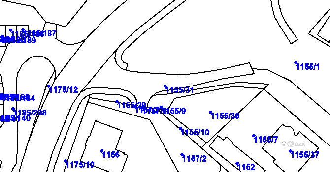 Parcela st. 1155/31 v KÚ Dolní Chodov, Katastrální mapa