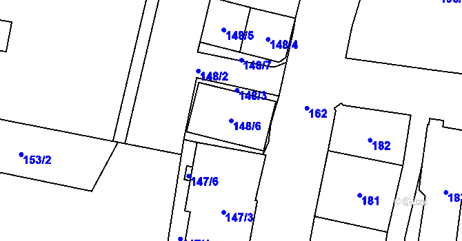 Parcela st. 148/6 v KÚ Dolní Chodov, Katastrální mapa