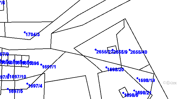 Parcela st. 2655/22 v KÚ Dolní Chodov, Katastrální mapa