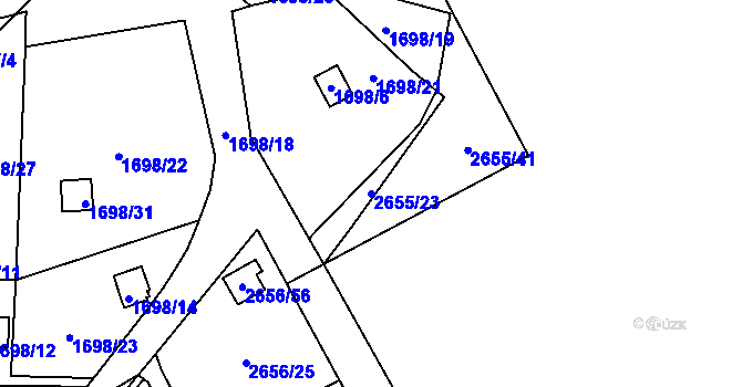 Parcela st. 2655/23 v KÚ Dolní Chodov, Katastrální mapa